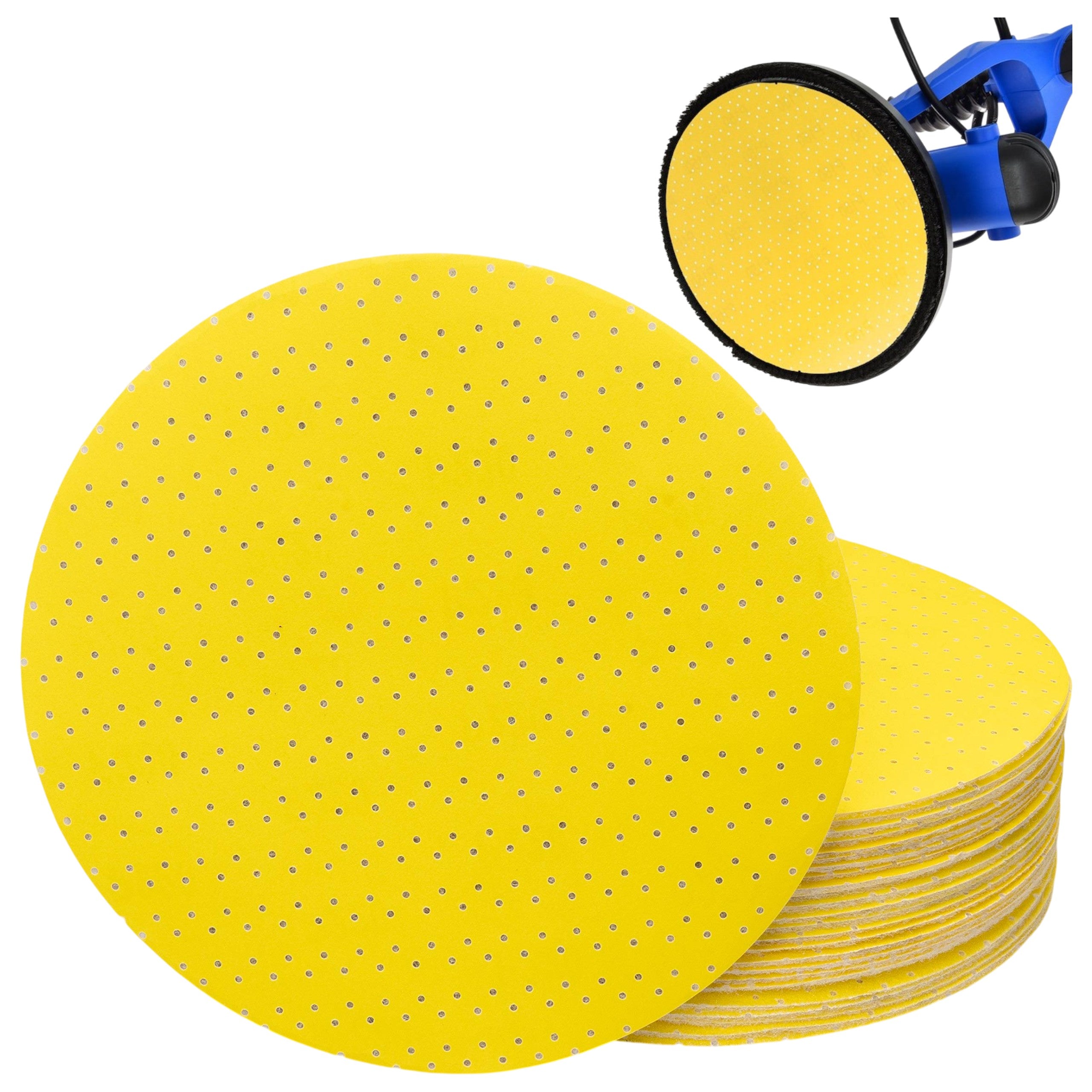 5 szt Papier ścierny do żyrafy P150 225mm Żółty Perforowany Krążek na rzep