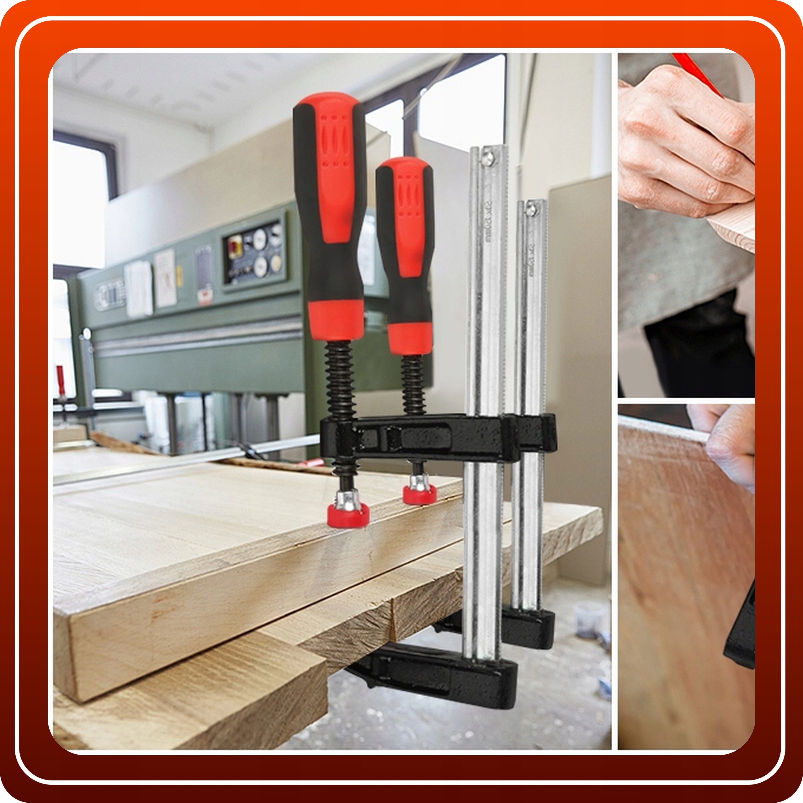 Ścisk stolarski zacisk 300x120mm TYP F Warsztatowy Stalowy Do drewna