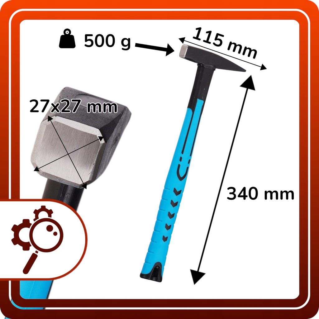 MŁOTEK ŚLUSARSKI 500g FIBERGLASS Warsztatowy Uniwersalny Stolarski Lekki