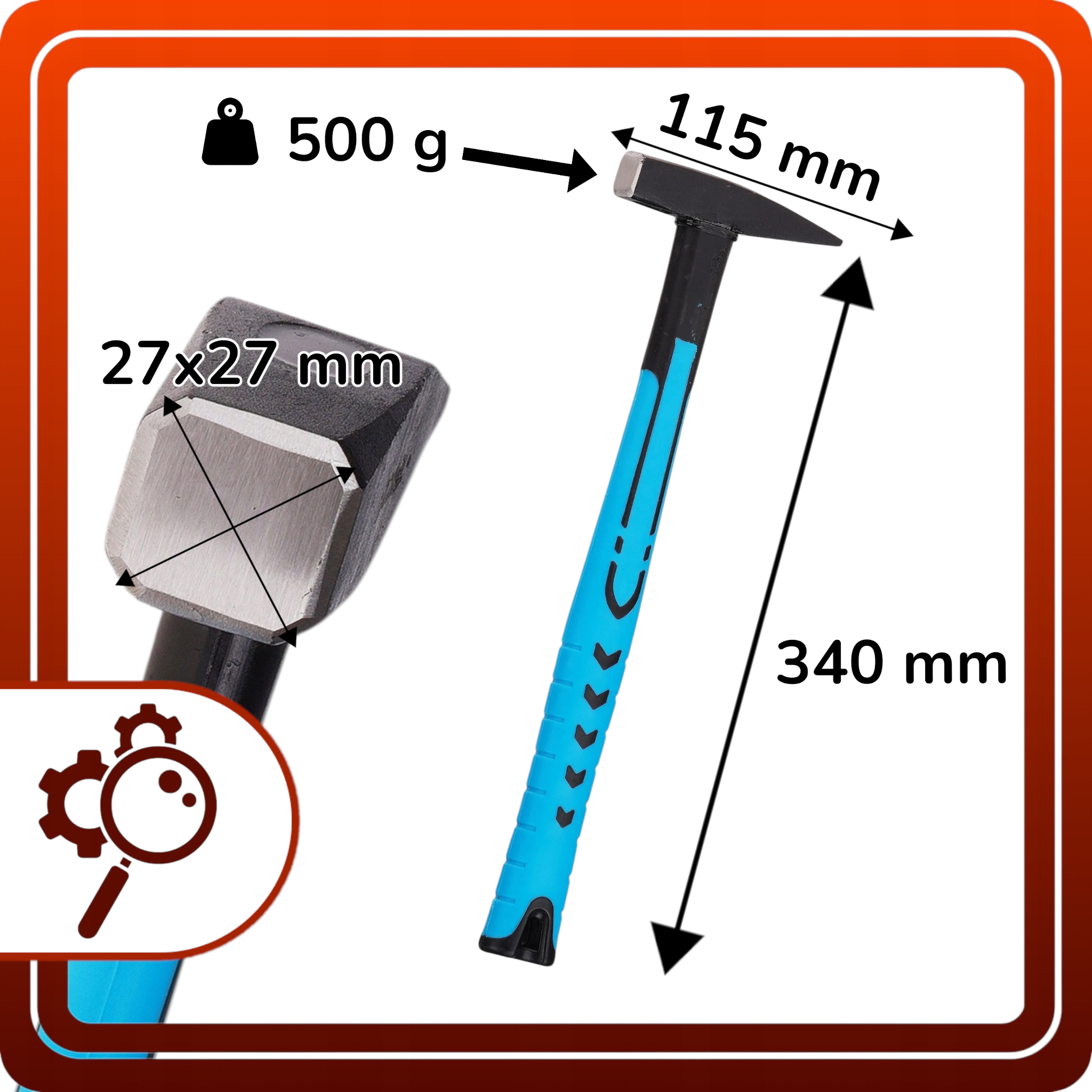 MŁOTEK ŚLUSARSKI 500g FIBERGLASS Warsztatowy Uniwersalny Stolarski Lekki